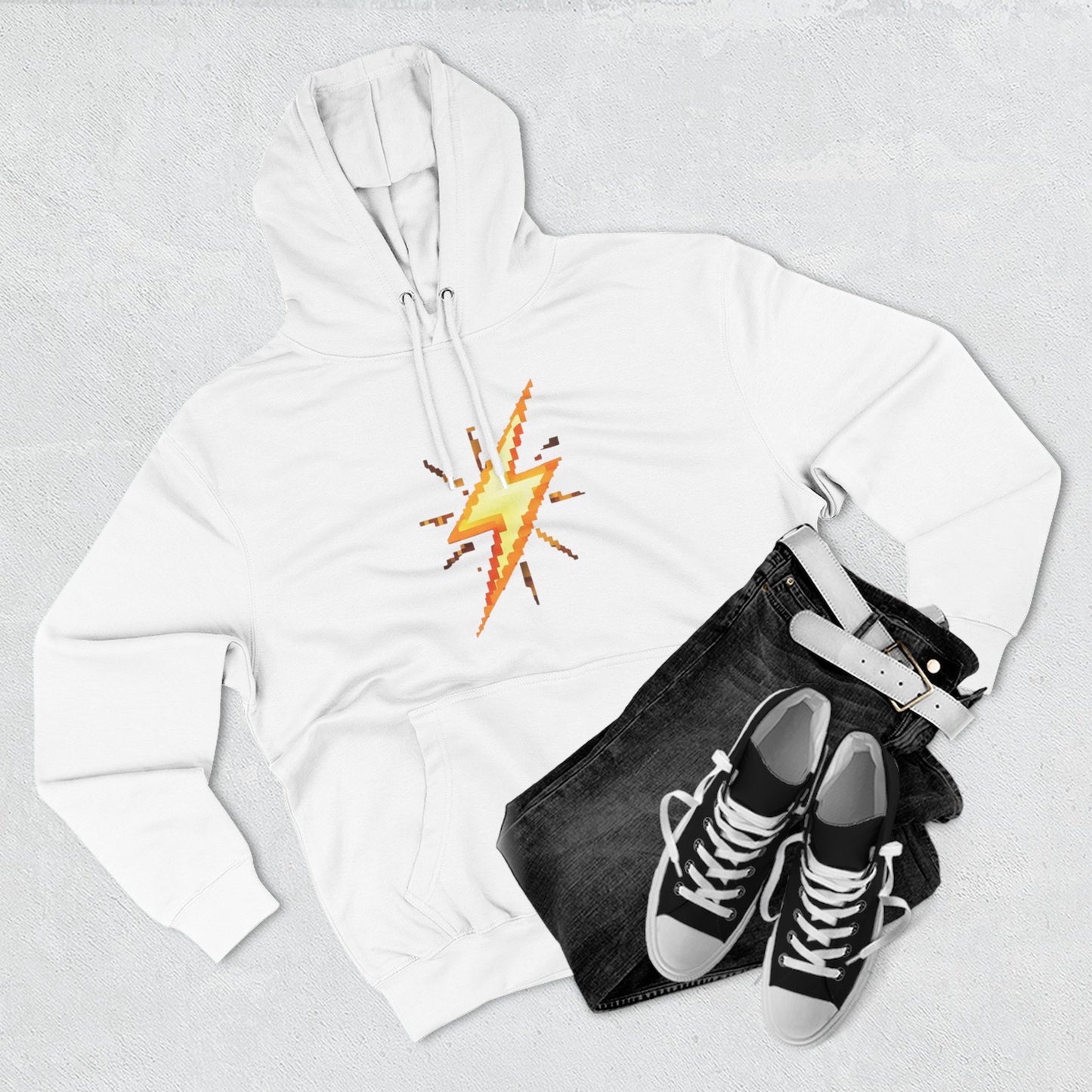 Dynamic Three-Panel Fleece Hoodie - White Lightning & GO Design