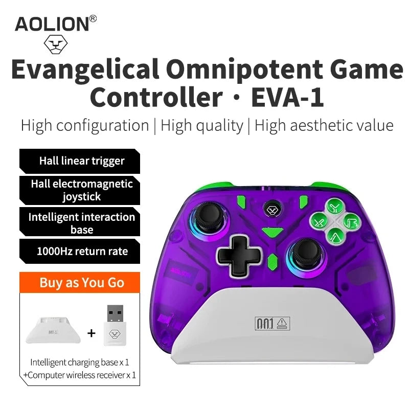 Aolion K10 RGB Wireless Gaming Controller With Charging Dock Gamepad Hall Effect Joystick Trigger For Nintend Switch 2/PC/Phone
