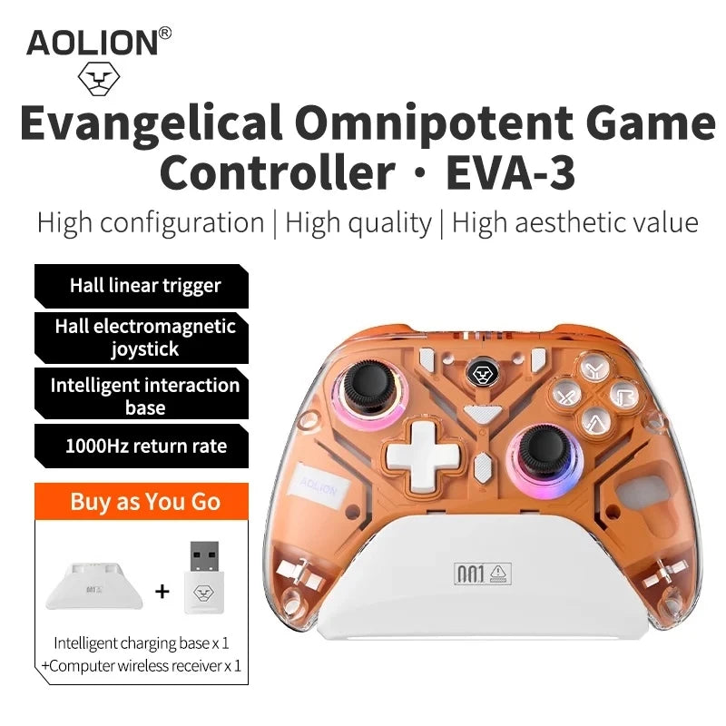 Aolion K10 RGB Wireless Gaming Controller With Charging Dock Gamepad Hall Effect Joystick Trigger For Nintend Switch 2/PC/Phone
