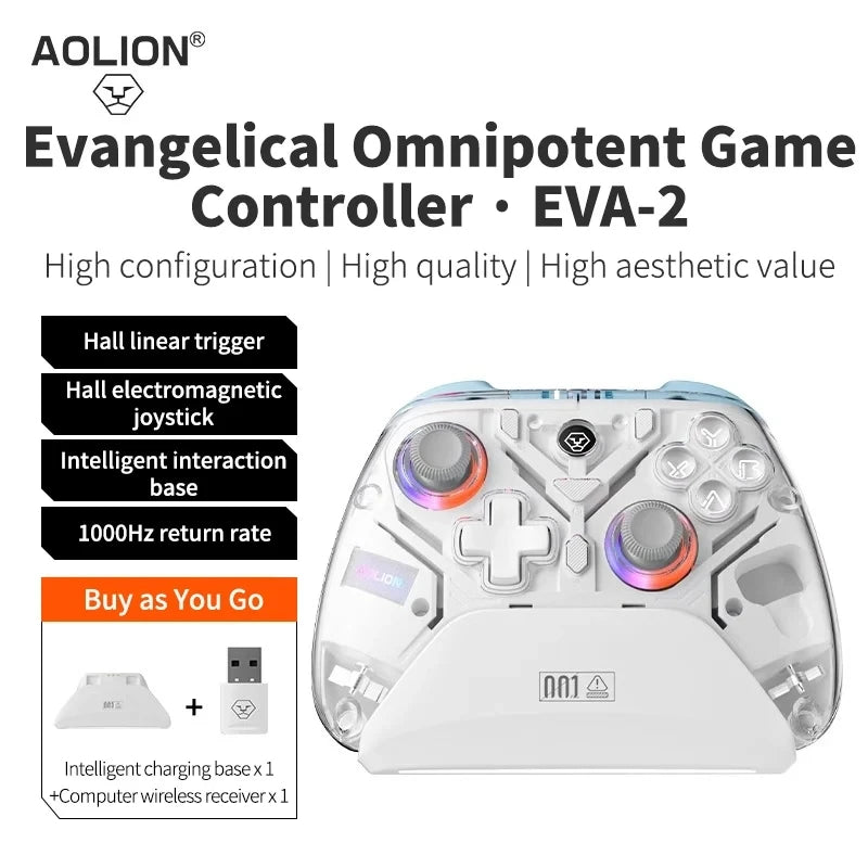 Aolion K10 RGB Wireless Gaming Controller With Charging Dock Gamepad Hall Effect Joystick Trigger For Nintend Switch 2/PC/Phone