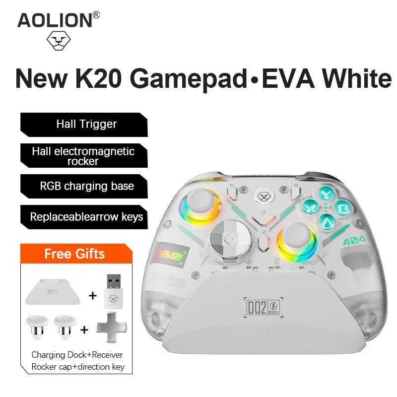 Aolion K10 RGB Wireless Gaming Controller With Charging Dock Gamepad Hall Effect Joystick Trigger For Nintend Switch 2/PC/Phone