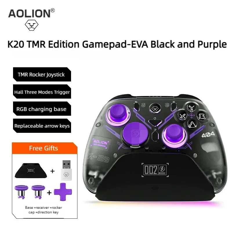 Aolion K10 RGB Wireless Gaming Controller With Charging Dock Gamepad Hall Effect Joystick Trigger For Nintend Switch 2/PC/Phone